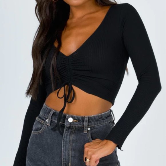 NWOT Princess Polly Pinch Me Top Black - Picture 6 of 9